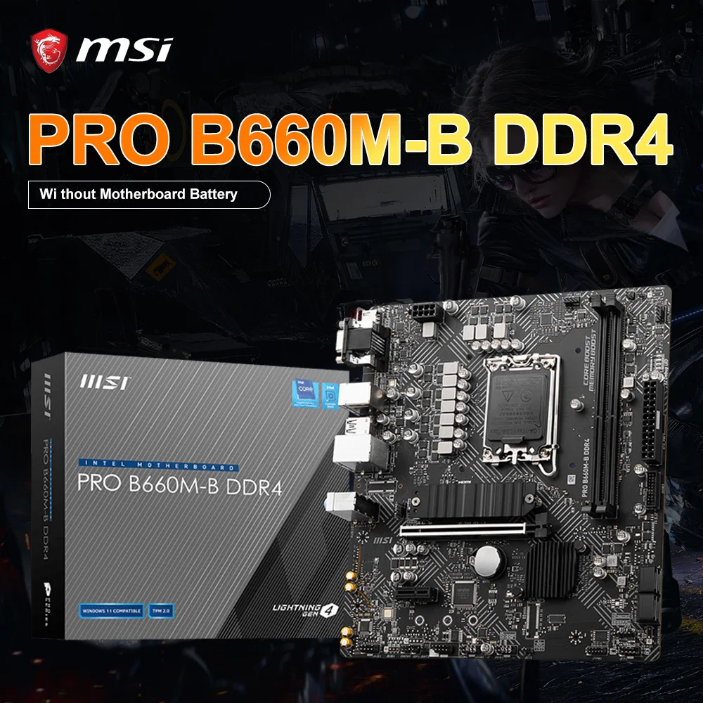 Msi New Pro B660M-B Ddr4 Scheda Madre Matx Supporta Processori Intel Core 12/13Th Gen Processori Pentium Gold E Celeron 64G I5