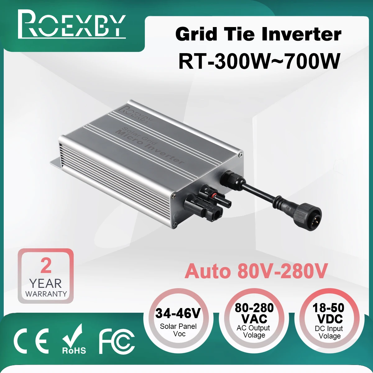 Solar Grid Tie Inverter Mppt 300W 350W 500W 600W 700W Pv Modular Smart Micro Inverter System Dc A Ac Output 120V/230V Auto
