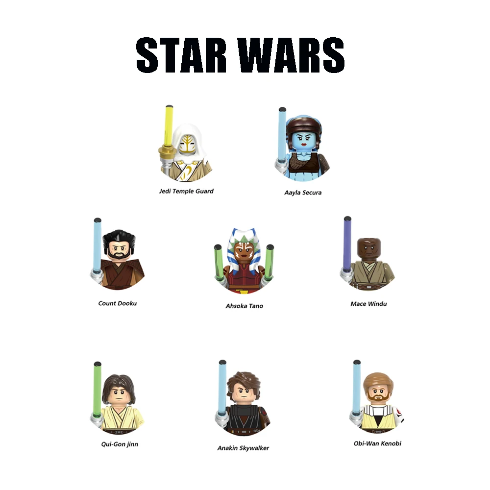 G0108 Aayla Secura Count Dooku Building Blocks Mace Windu Figurine Jedi Temple Guard Bricks Ahsoka Tano Figure Qui-Gon Jinn Toys