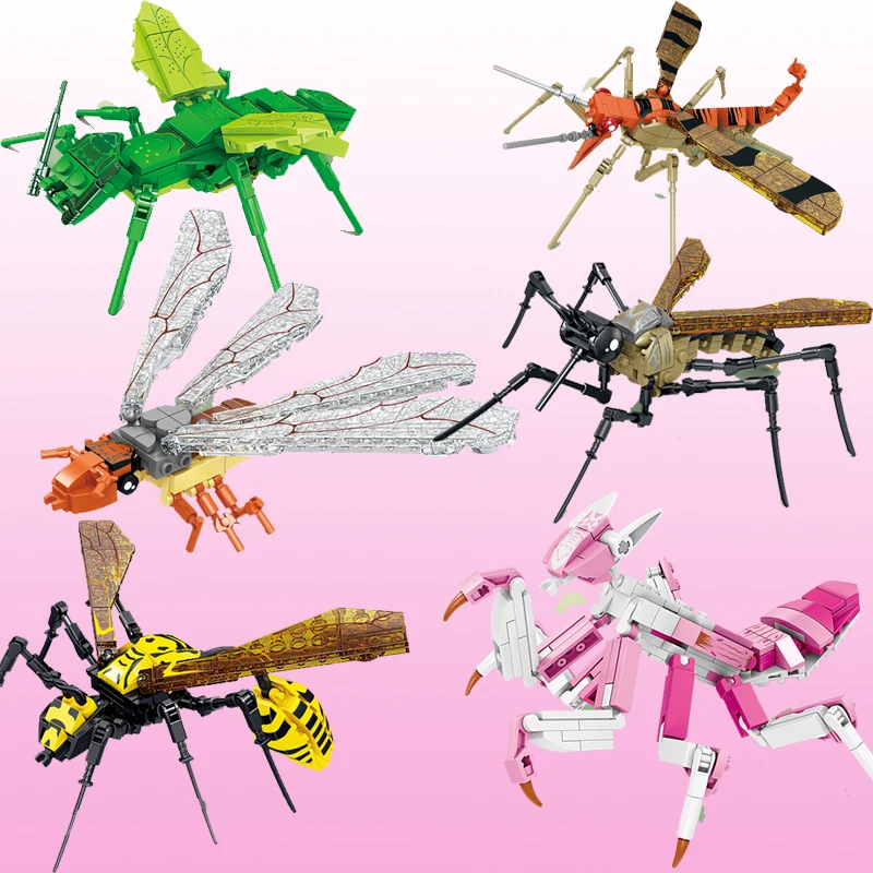 Moc Insect Animal Model Building Blocks Mantis Tiger Moth Mosquito Termite Creation Assembletoys For Children Gifts
