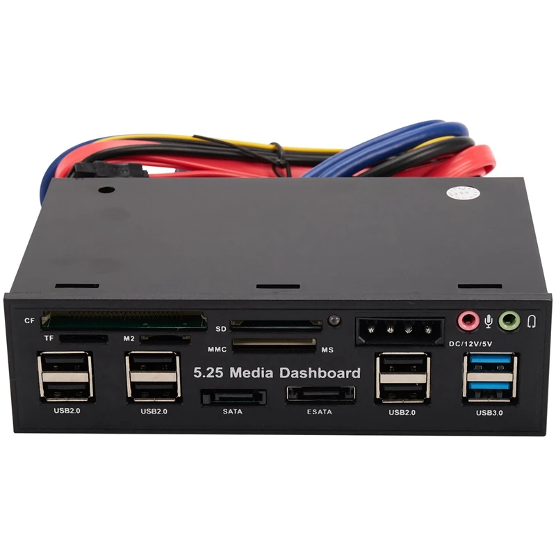 5.25 Pollici Usb 3.0 Pannello Frontale Pc Usb 3.0/2.0 Hub E-Sata Sata Audio Multi Card Reader Per Case Del Computer Unità Ottiche Bay