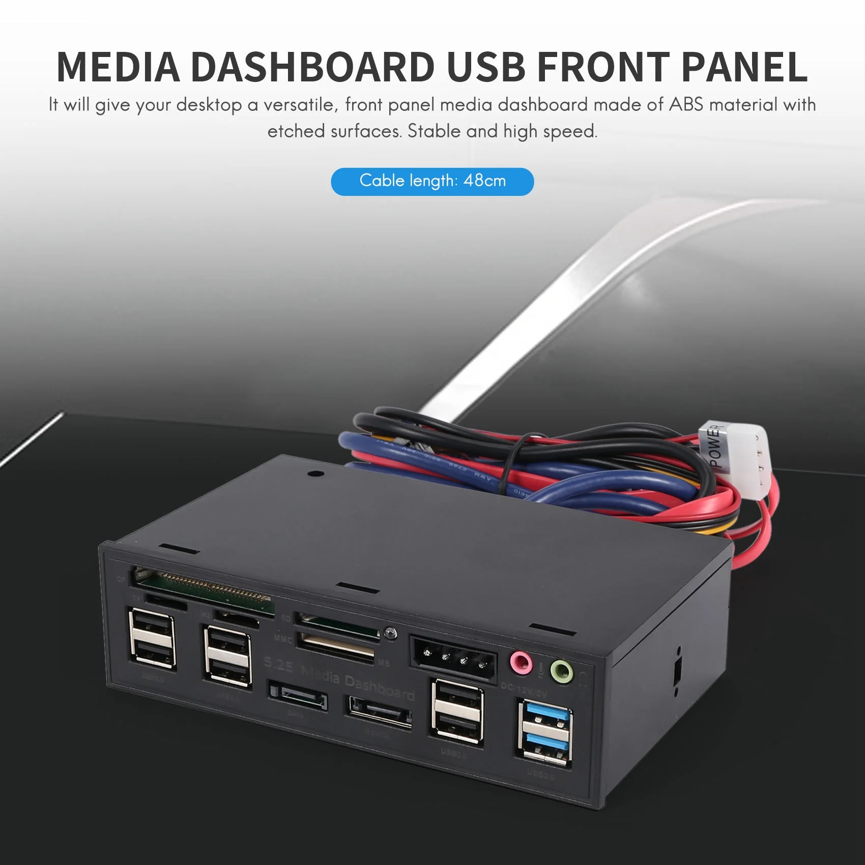 Multifuntion 5.25 "Lettore Di Schede Per Cruscotto Multimediale Usb 2.0 Usb 3.0 20 Pin E-Sata Sata Pannello Frontale