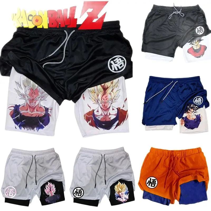 Dragon Ball Sport Shorts Uomo Sportswear Double Deck Training Gym Fitness Summer 2 In 1 Beach Homme Jogging Pantaloncini Da Corsa Pantaloncini Regali
