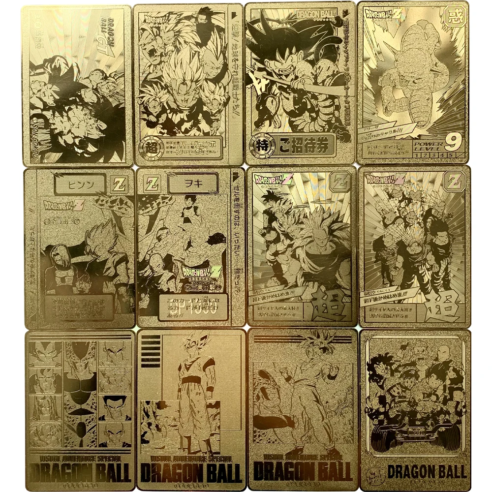 Anime Dragon Ball Metal Card Gold Card Super Saiyan Goku Gohan Vegeta Feroce Battle Rare Card Gift Toy Collection Cards