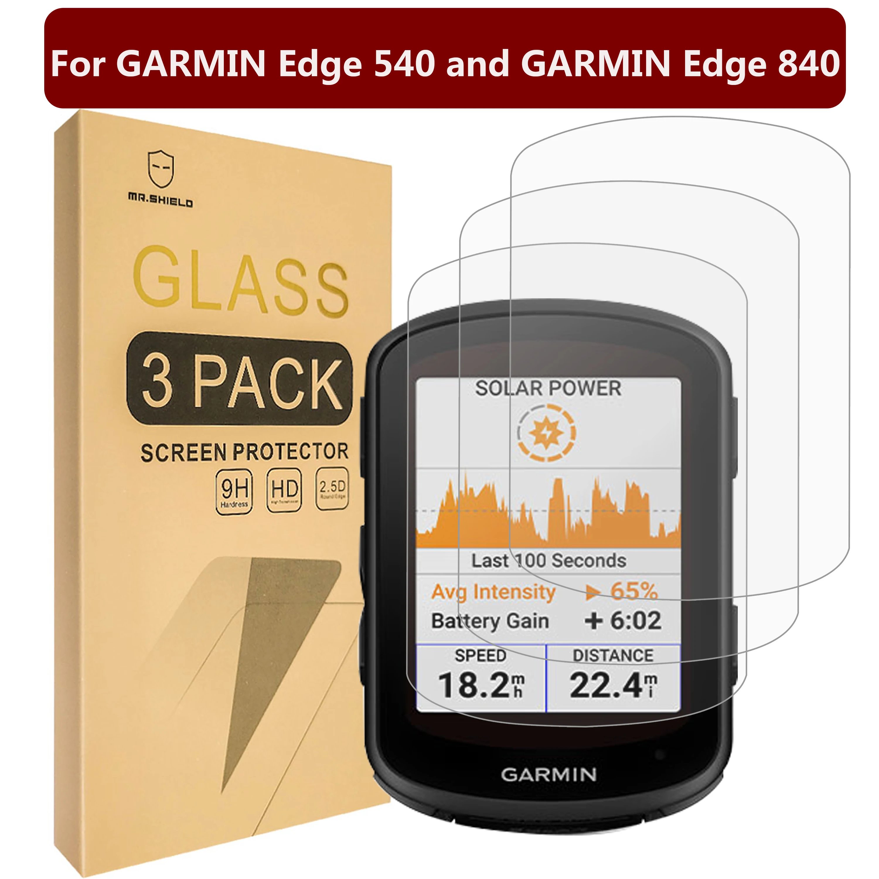 Mr.Shield [Confezione Da 3] Protezione Dello Schermo Per Garmin Edge 540 And Garmin Edge 840 / 840 Solar [Vetro Temperato] [Durezza 9H]