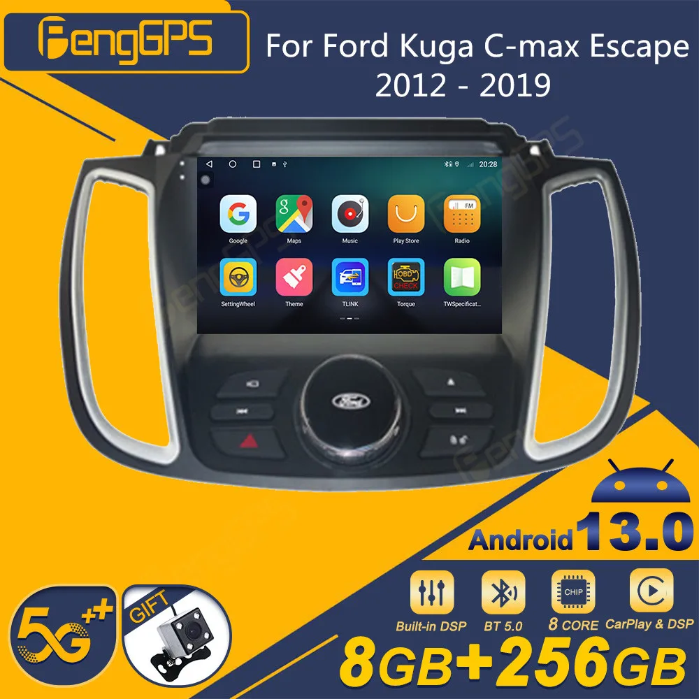 Per Ford Kuga C-Max Escape 2012 - 2019 Autoradio Android Ricevitore Stereo 2Din Autoradio Lettore Multimediale Gps Navi Head Unit