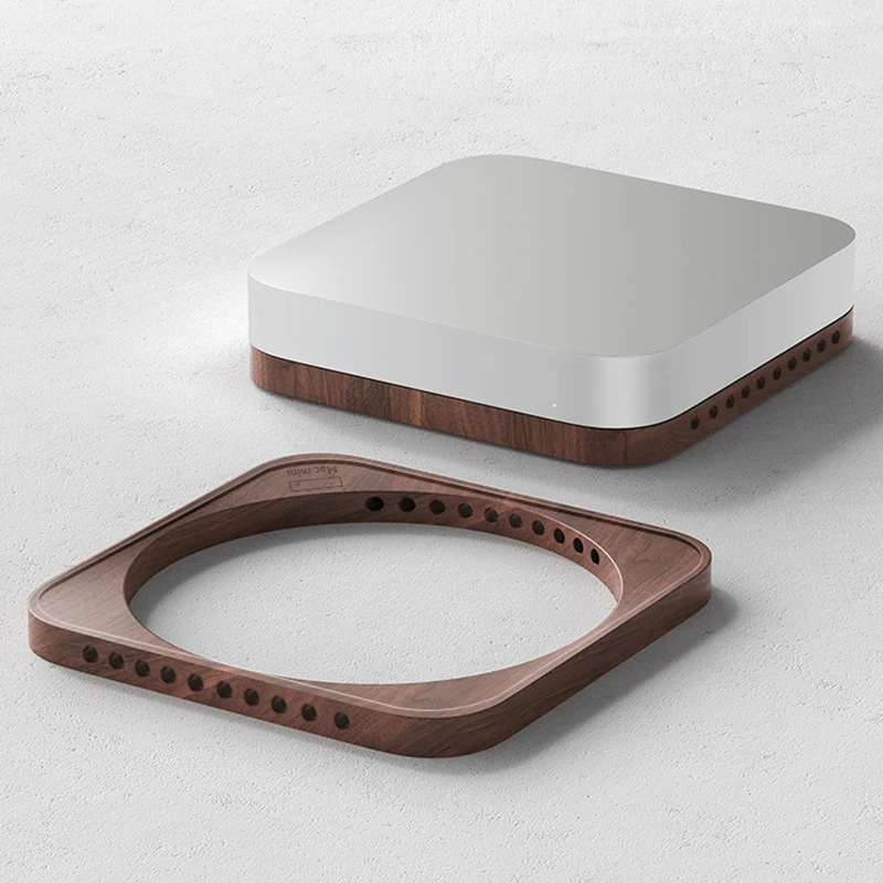 Supporto Da Tavolo Per Apple Mac Mini E Mac Studio Supporto In Legno Di Noce Raffreddamento Accessori Per Montaggio A Disgiunzione Di Calore Per Mac M