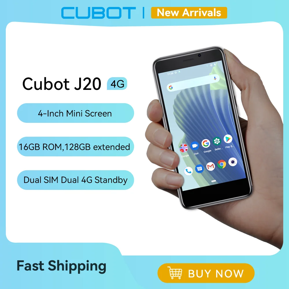 Cubot J20, Mini Smartphone Android, Cellulari In Offerta Con 4" Schermo, Telefoni Cellulari, 16/32 Gb(128Gb Espandibile), 4G Dual Sim, 2350Mah Batteri