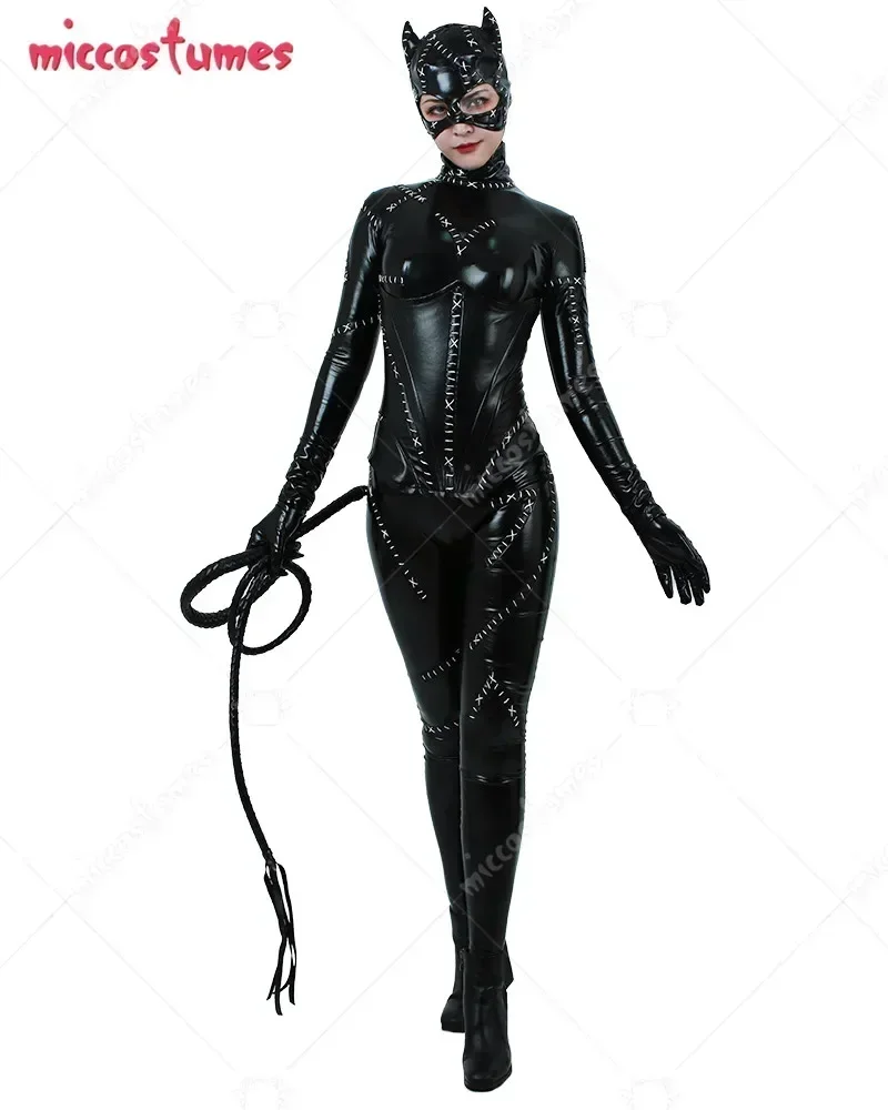 Miccostumes Donna Gatto Cosplay Body Outfit Cat Donna Tuta Catsuit Con Maschera E Frusta Per Le Donne Costume Cosplay Di Halloween