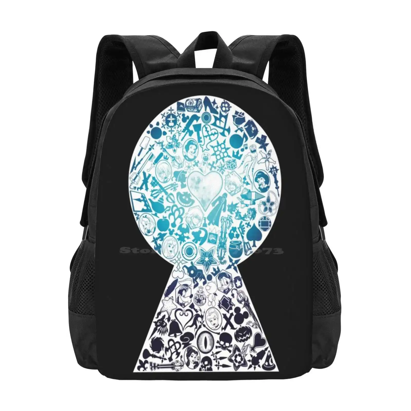 Kingdom Hearts-Keyhole (Blu) Borse Da Scuola Zaino Per Laptop Da Viaggio Kingdom Hearts Ii Kingdom Hearts 2 Kingdom Hearts Chain Of