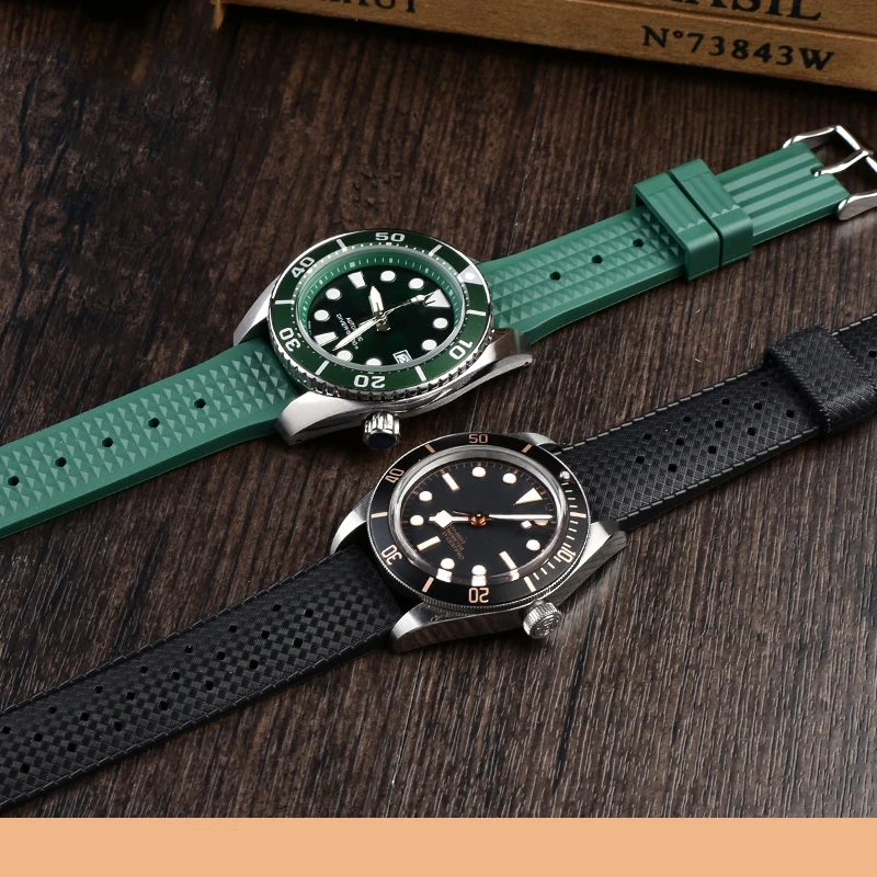 Cinturino In Caucciù Per Cinturino Seiko Proex Serie Mdv-106 Sla017 Sla037 Silicone Braccialetto Subacqueo Fantasma D'Acqua Nero Verde 20Mm 22Mm