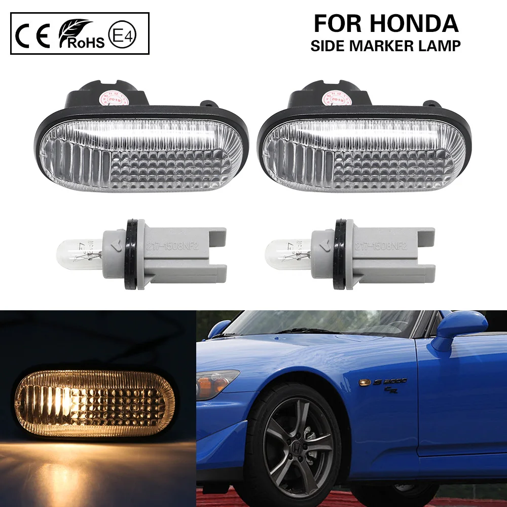 2Pcs Clear Oem Side Marker Light Indicatore Di Direzione Per Honda S2000 Accord 1985-2010 Civic 1985-2011 Prelude Crx 1988-1991 Fit