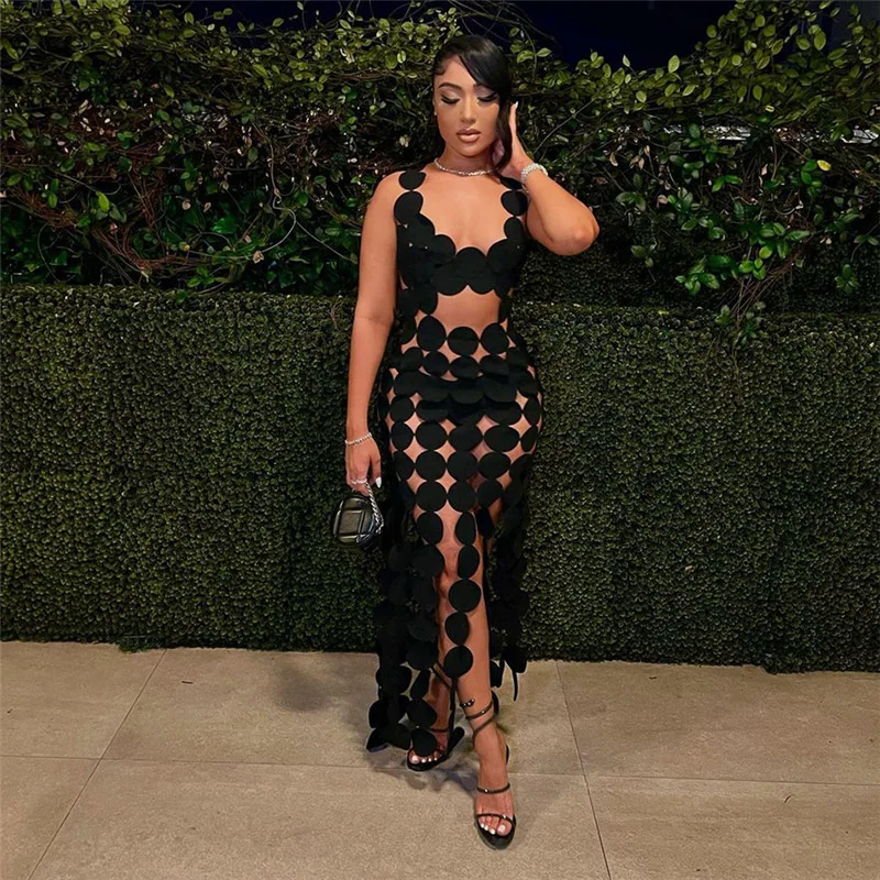 Summer Hollow Dress Women Senza Maniche Backless Coquette Skinny Nappa See Through Bodycon Summer Midnight Clubwear Vestidos Robe