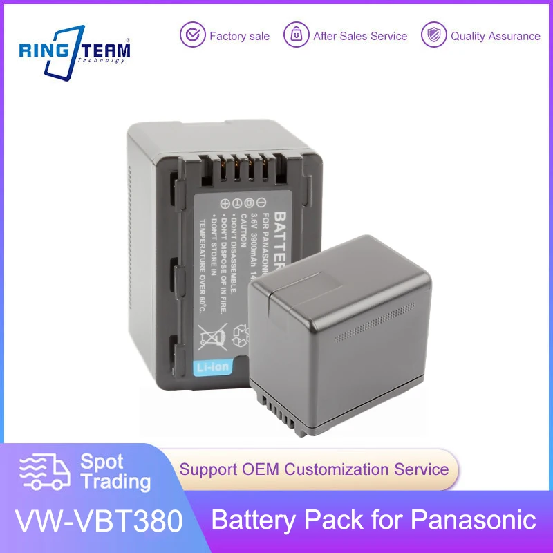 Vw-Vbt380 Vw Vbt380 Vwvbt380 Vw-Vbt190 Pacco Batteria Per Caricabatterie Panasonic Hc-V260 Hc-V380 Hc-V380Gk Hc-V770 Hc-V800