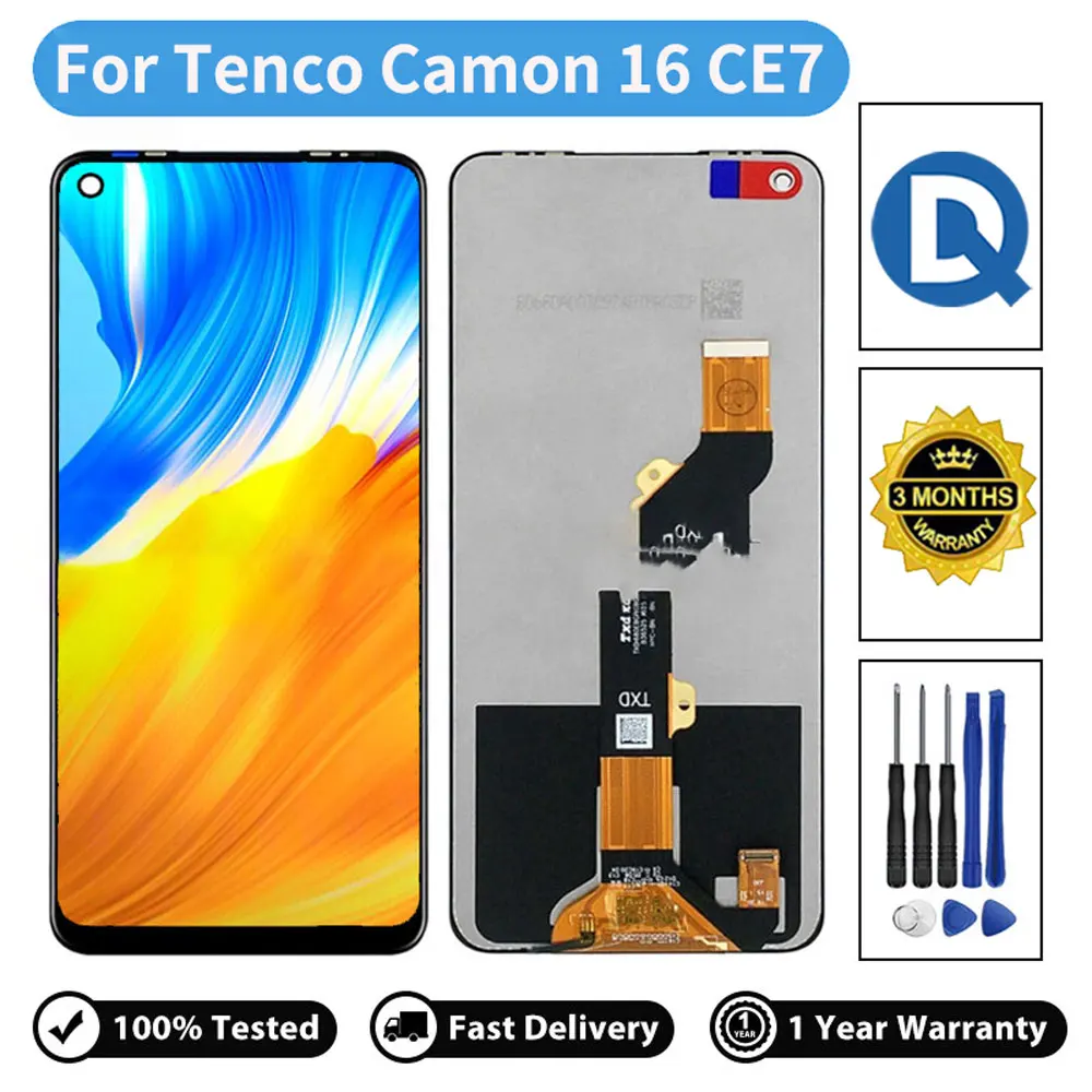 Display Lcd Qd Per Tecno Camon 16 Pro / 16 Prime,Display Touch Screen Digitizer Touch Screen Di Qualità Sostitutiva Per Tecno Ce7