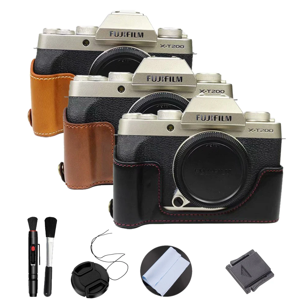 Cuoio Dell'Unità Di Elaborazione Di Cassa Della Macchina Fotografica Xt200 Metà Del Corpo Per Fujifilm Xt200 Cappuccio Della Penna Calda Di Scarpe Spa