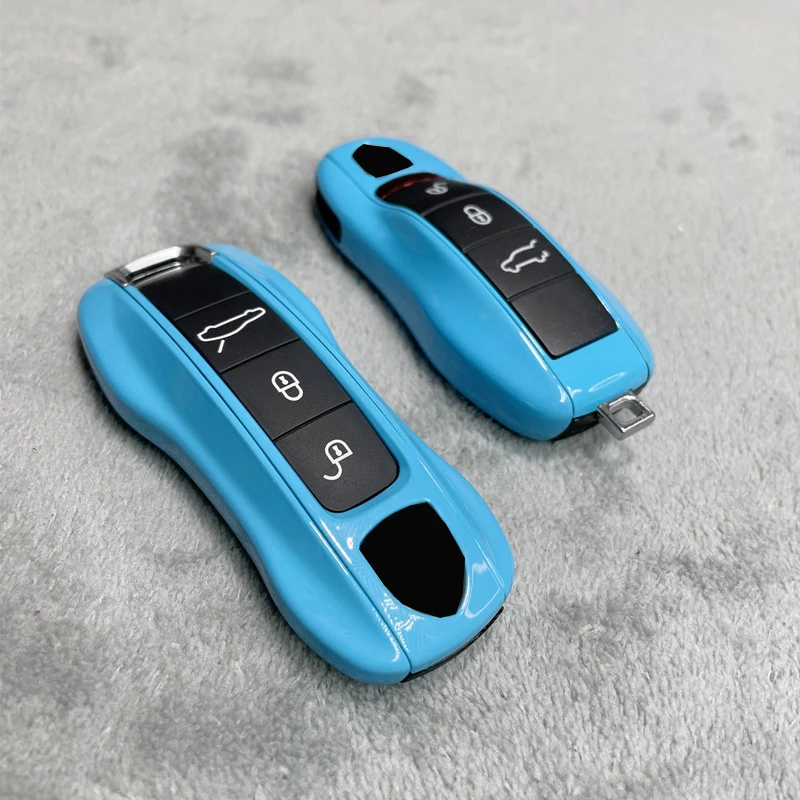 Portachiavi Miami Blue Per Porsche Porsche 718 911 Panamera Cayenne Macan Boxster Cayman Car Key Shell Cover Telecomando Fob