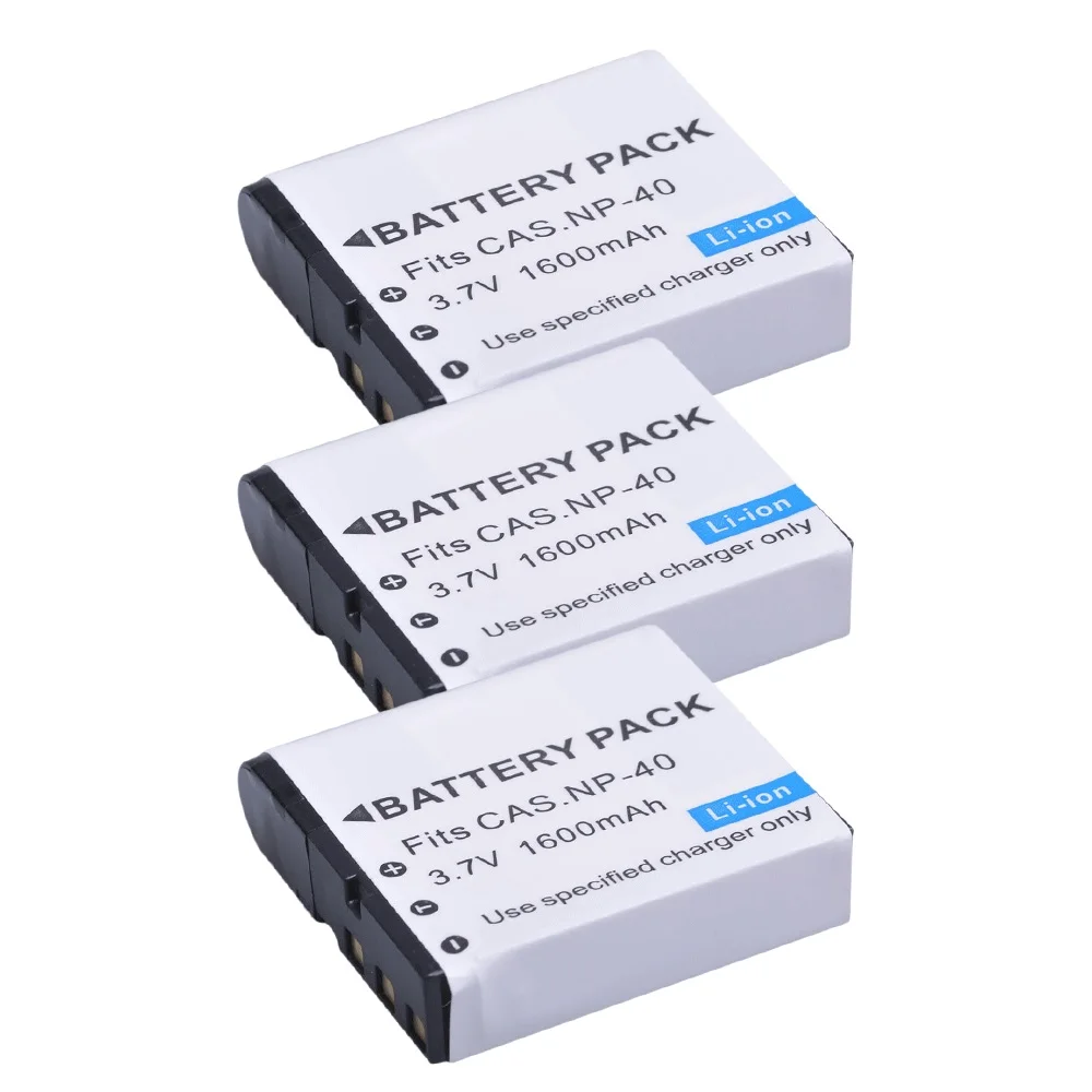 Batteria Cnp-40 1600Mah Np-40 Np40 Per Casio Exilim Ex-Z600 Ex-Z750 Z1000 Z1050 Z1080 Fc100 Fc150 P505 P600 P700