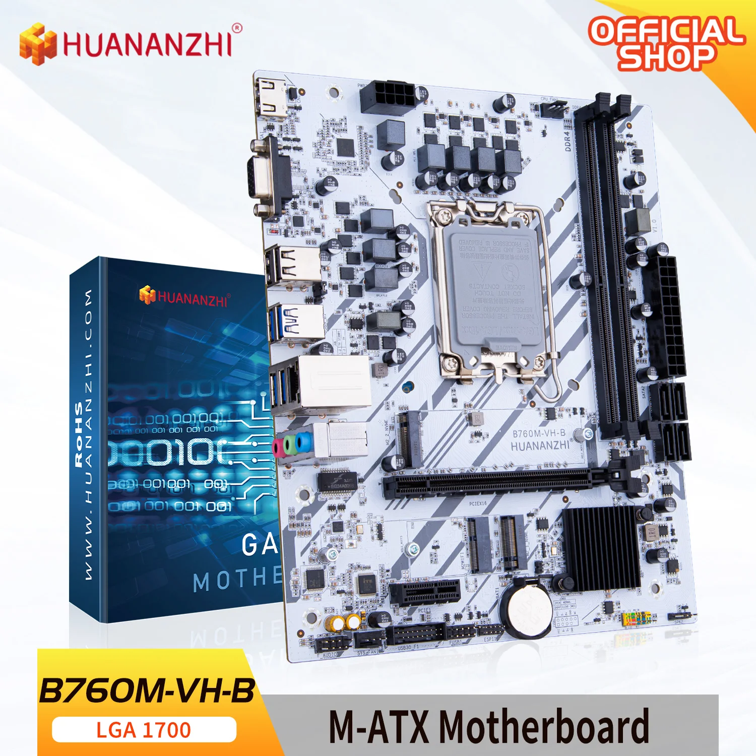 Huananzhi B760M Vh B M-Atx Ddr4 Supporto Scheda Madre 12 13 Gen (Cpu Intel Lga 1700 12100F/12400F/12490F/12600F/12700F/13600F)