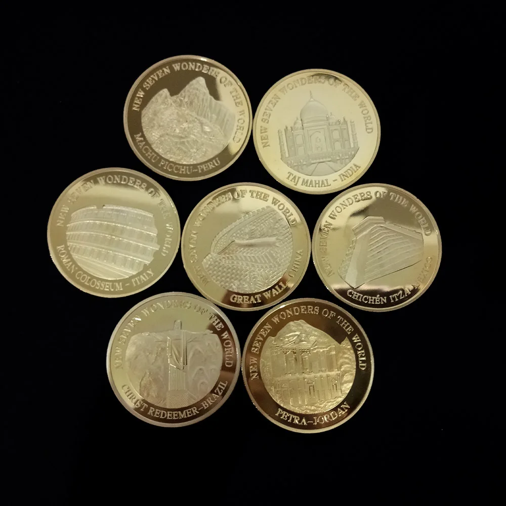 Seven Wonders Of The World Coin Collection Moneta Commemorativa Placcata In Oro Da Viaggio