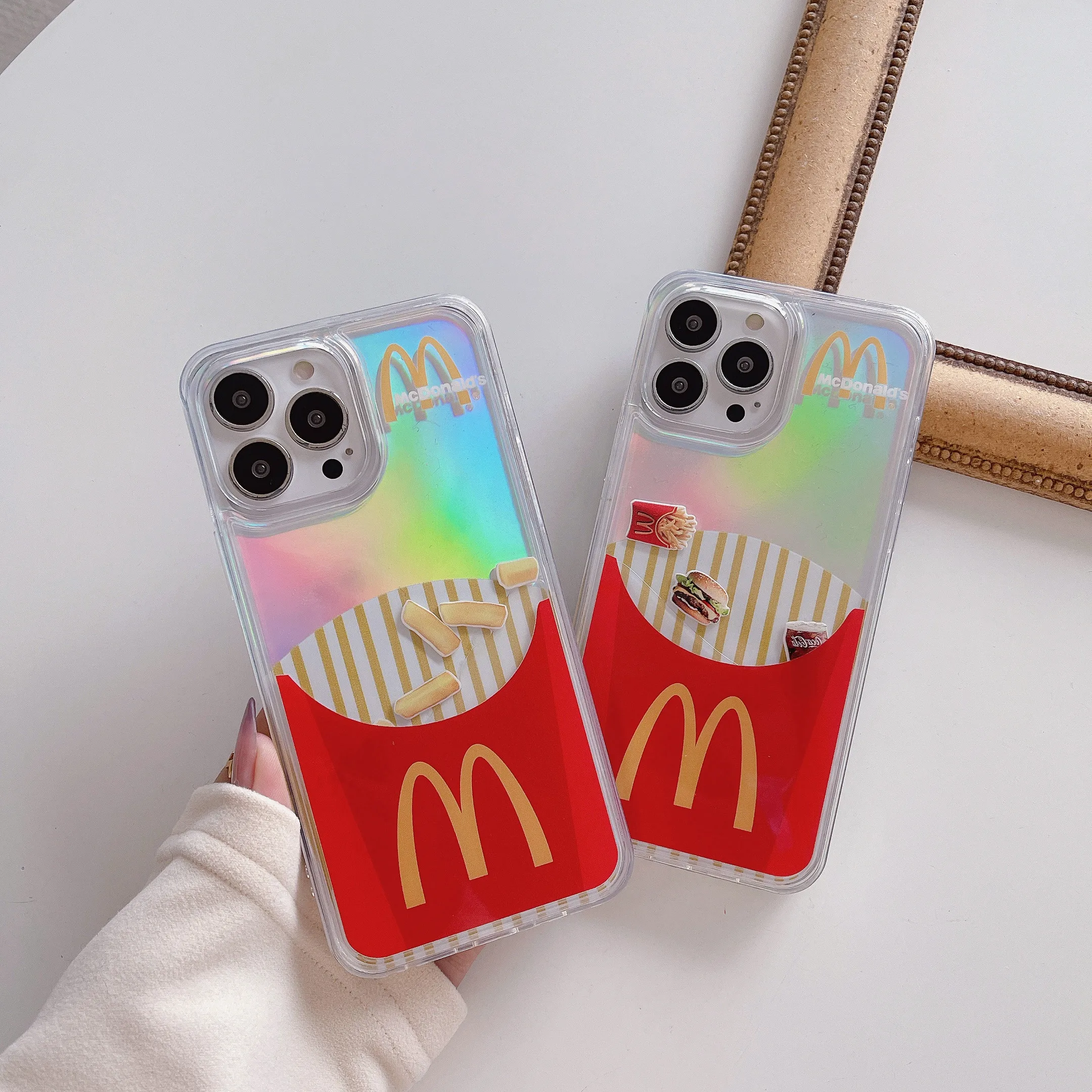3D Quicksand Hamburger E Patatine Fritte Modello Per Iphone 15 15Pro 11 12 12Promax 13 13Pro 13Promax 14 14Pro 14Promax Phone Shell