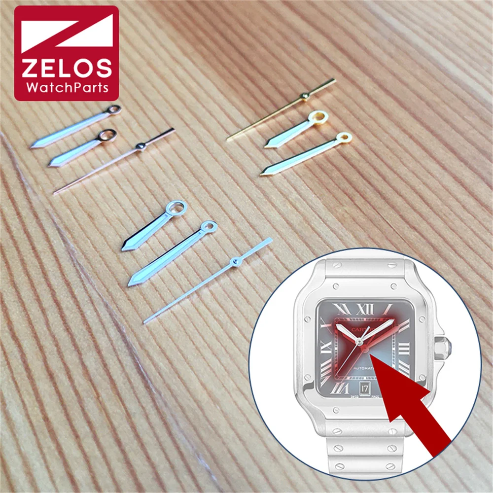 Set Di Lancette Per Orologi Luminous' In Lega Per Cartier Santos Large Cal.1847 4072 Mc Movement
