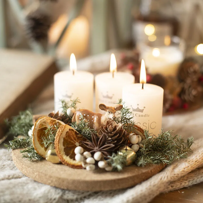 Portacandele In Legno Con Luce Da Tè Decorazioni Natalizie Per La Casa Ornamenti Per Candelieri Per Cervi All'Aperto Decoracion Nordica Hogar Aroma