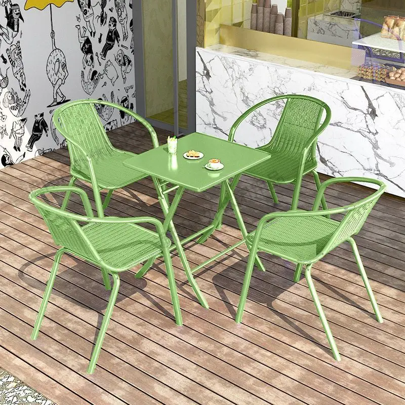 Tavoli Pieghevoli Da Esterno Set Di Sedie Tavoli Da Negozio Di Tè Al Latte Giardini Da Cortile Sedia A Sdraio Sillas Nordicas Mobili Poltrona Da Giard