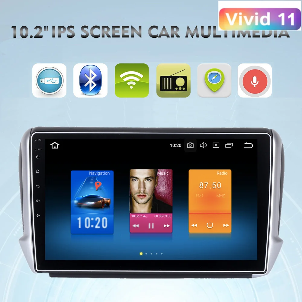 Dasaita Per Peugeot 2008 208 Din Gps Per Peugeot 10.2 "Android Car Gps Radio Player Dsp Octa Core 4Gb 32Gb Stereo Multimedia