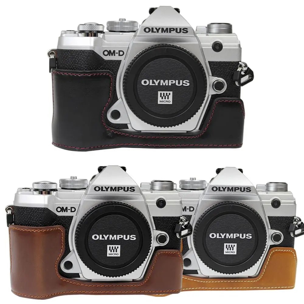 Cuoio Dell'Unità Di Elaborazione Di Caso Di Apertura Versione Protettiva Metà Del Corpo Della Copertura Di Base Per Olympus Omd Em5 Iii E-M5 Mark Iii 