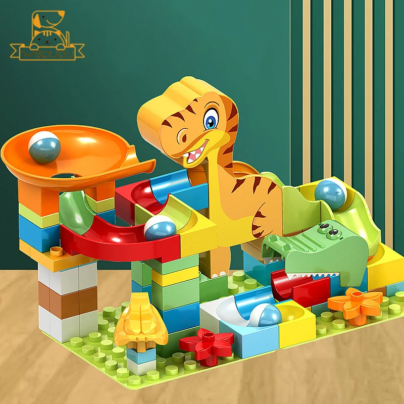 Slide Marble Balls Building Blocks Animal Dinosaur Race Run Track Model Construction Stack Big Bricks Game Puzzle Toy Regalo Per Bambini