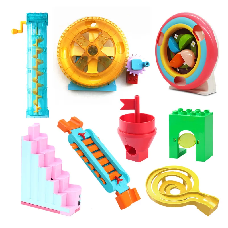 Marble Run Electric Spiral Lift Wheel Roller Coaster Ladder Paino Animal Slide Track Parts Compatibile Grandi Blocchi Di Costruzione Giocattoli