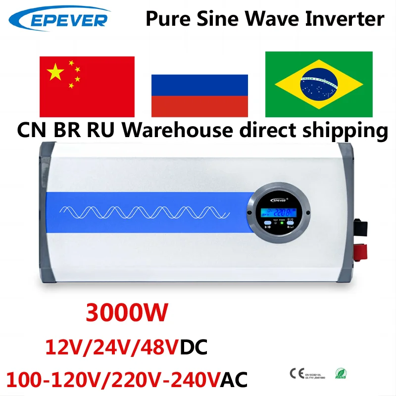 Epever Inverter A Onda Sinusoidale Pura Da 3000W 12V/24V/48V A Ac110V120V/Display Lcd Esagonale Inverter Solare Off Grid Ip3000-Plus