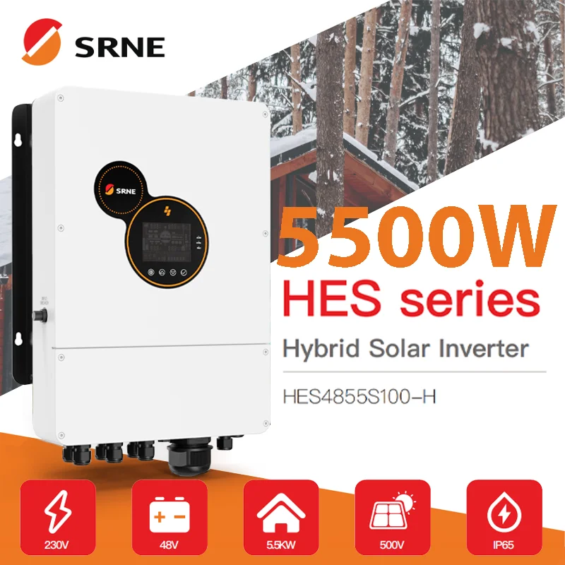 S Rne 5500W 48V 220/230V Inverter Solare Ibrido Ip65 Off-Grid/Grid-Tie Inverter Mppt 100A Corrente Di Carica Hes4855S100-H