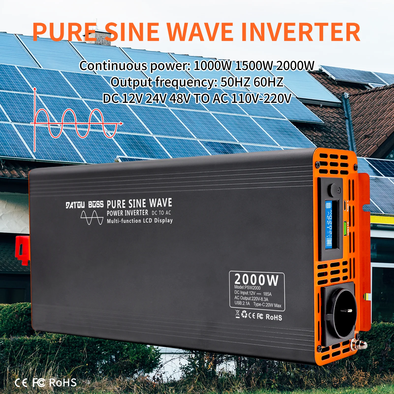 Datouboss Inverter A Onda Sinusoidale Pura 36V 48V A 220V 110V Inverter Marino Potenza Di Picco 4000W Inverter Off-Grid Dedicato Offshore