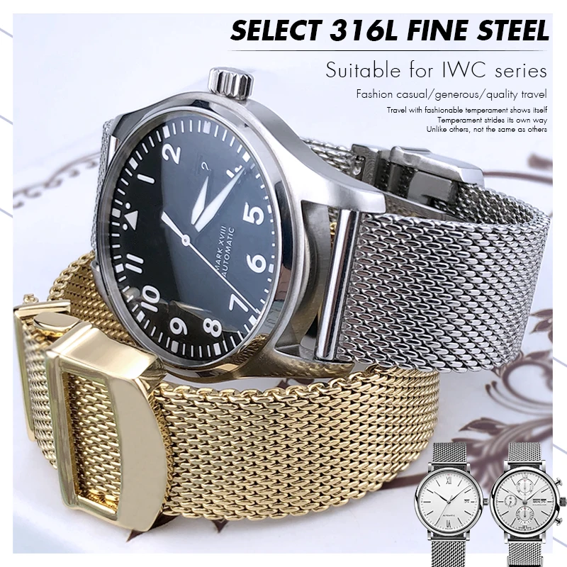 Orologio Bracciale Per Iwc Portofino Portugieser Cinturino In Metallo Orologio Accessori 20 22Mm Milanese Cinturino In Acciaio Inossidabile Catena