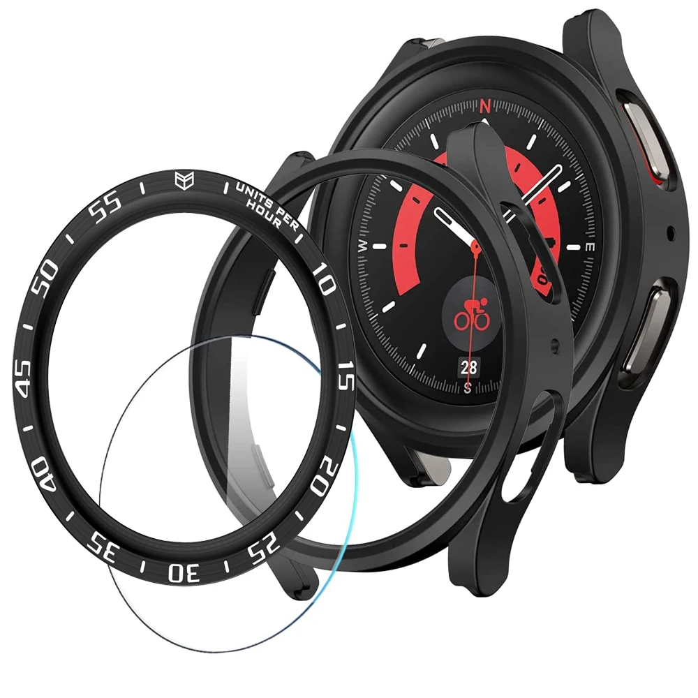 Kit Per Samsung Galaxy Watch 6 5 Pro 45Mm Galaxywatch6 Classic 43Mm 47Mm Frame Bumper + Dial Bezel Ring + Glass Screen Protector