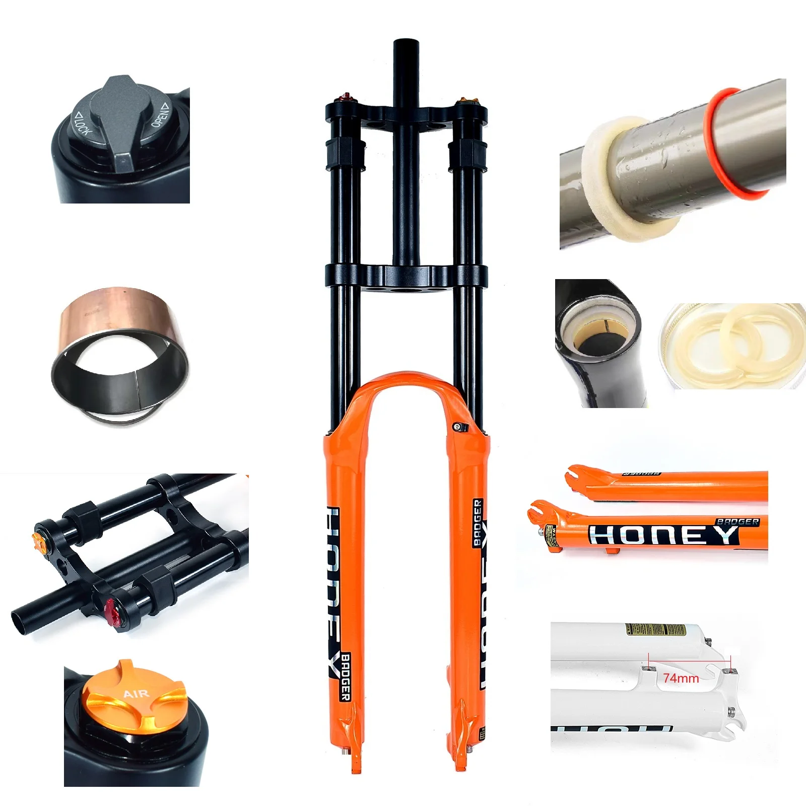 Honey Badger Mountain Bicycle Sospensione Forcella Pneumatica 26/27.5/29 Mtb Forcella 160Mm Bici Da Viaggio Dh Forcella 9 X100Mm Qr Cuscinetto In Meta