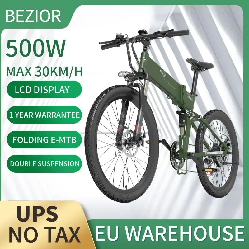 Bezior X500Pro Bici Elettrica Mtb 500W Power Assist Bicicletta Elettrica Pieghevole Ebike Adulto Mountain Bike 30 Km/H