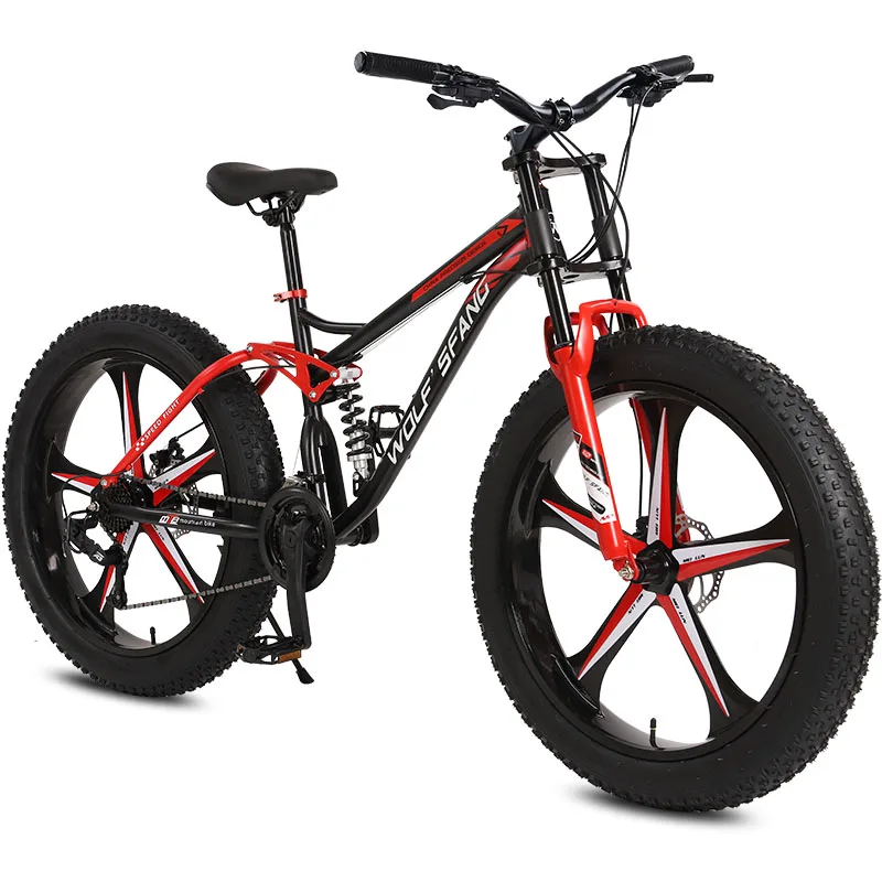 Bicicletta Fang Di Wolf 26 Pollici 24 Velocità Fat Bike Mountain Bike Road Mtb Uomo Doppio Smorzamento Forcella Anteriore Pneumatico Largo Ruote Diver