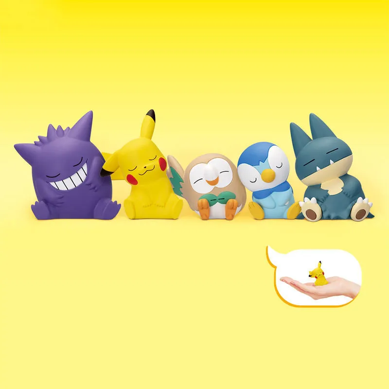 Pokemon Sleeping Series Gashapon Giocattoli Gengar Pikachu Rowlet Piplup Munchlax Lovely Action Figure Model Ornamenti Giocattoli