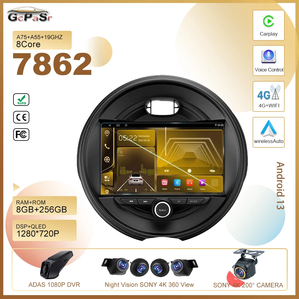 Android 13 Car Dvd Per Bmw Mini 2014 - 2020 Auto Radio Stereo Multimedia Player Navigazione Gps Cpu Ad Alte Prestazioni Hdr Qled