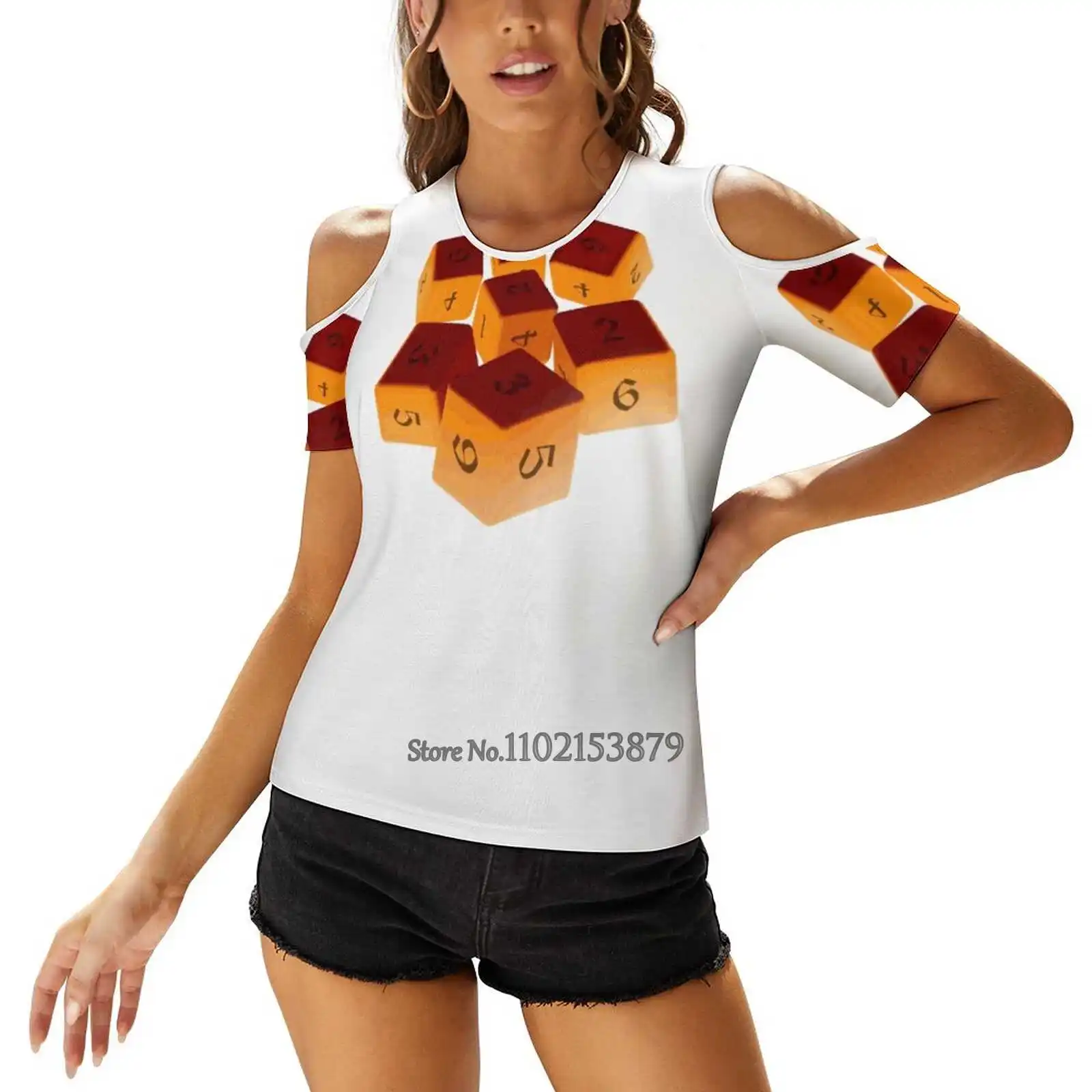Fireball 8 D6 (D & D Spell Shirt) T-Shirt Da Donna Con Scollo A V Magliette Sexy Casual Scava Fuori Il Pullover Con Cerniera Top D Dnd 5E Fireball