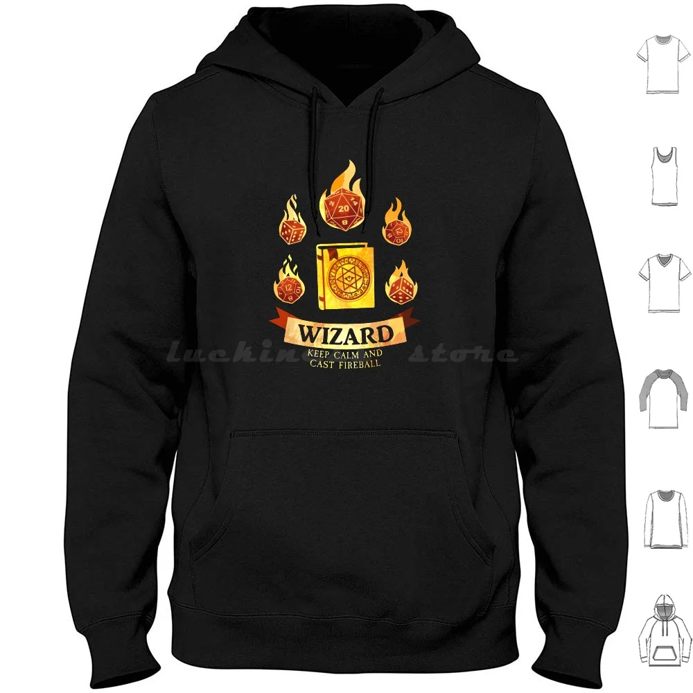 Wizard : Keep Calm And Cast Felpe Con Cappuccio Fireball Manica Lunga Dnd Dnd Wizard E Wizard E Wizard Classe Dnd Class