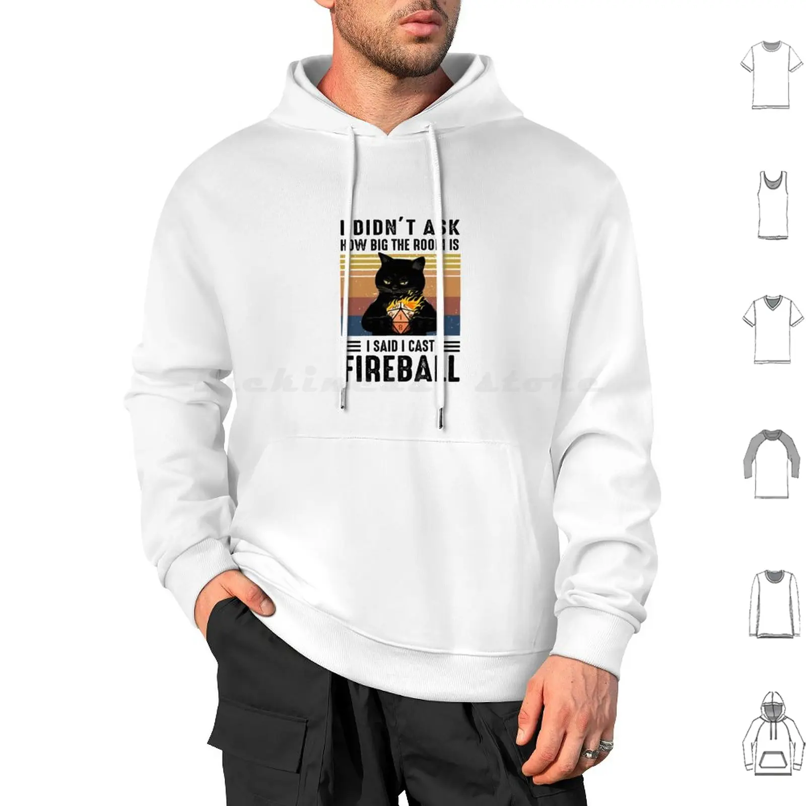 Ho Detto I Cast Fireball Funny Black Cat D20 Rpg Gamer Felpa Con Cappuccio In Cotone Manica Lunga Gamer Gaming Videogioco D20 D20 System Fireball