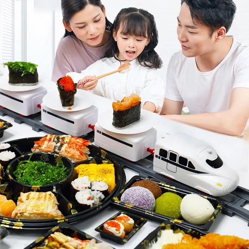Sushi Go Round Train Sushi Rotary Toy Lovely Party Sushi Delivery Train Rotary Rail Car Kit Regali Per Bambini Ragazze