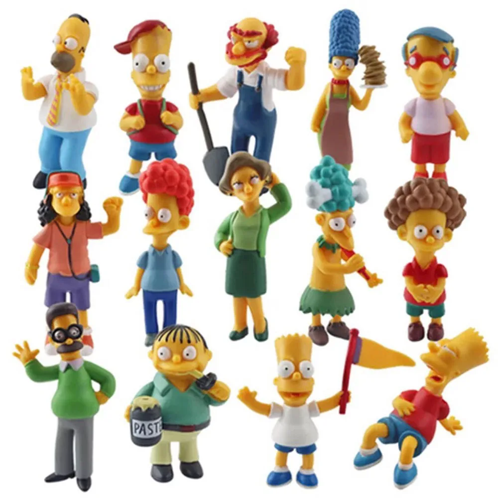 14Pcs Anime Simpsons Cartoon Action Figures Raccogliere Giocattoli Homer Marge Bart Mini Pvc Doll Model Bambini Giocattolo Divertente Regalo Di Comple