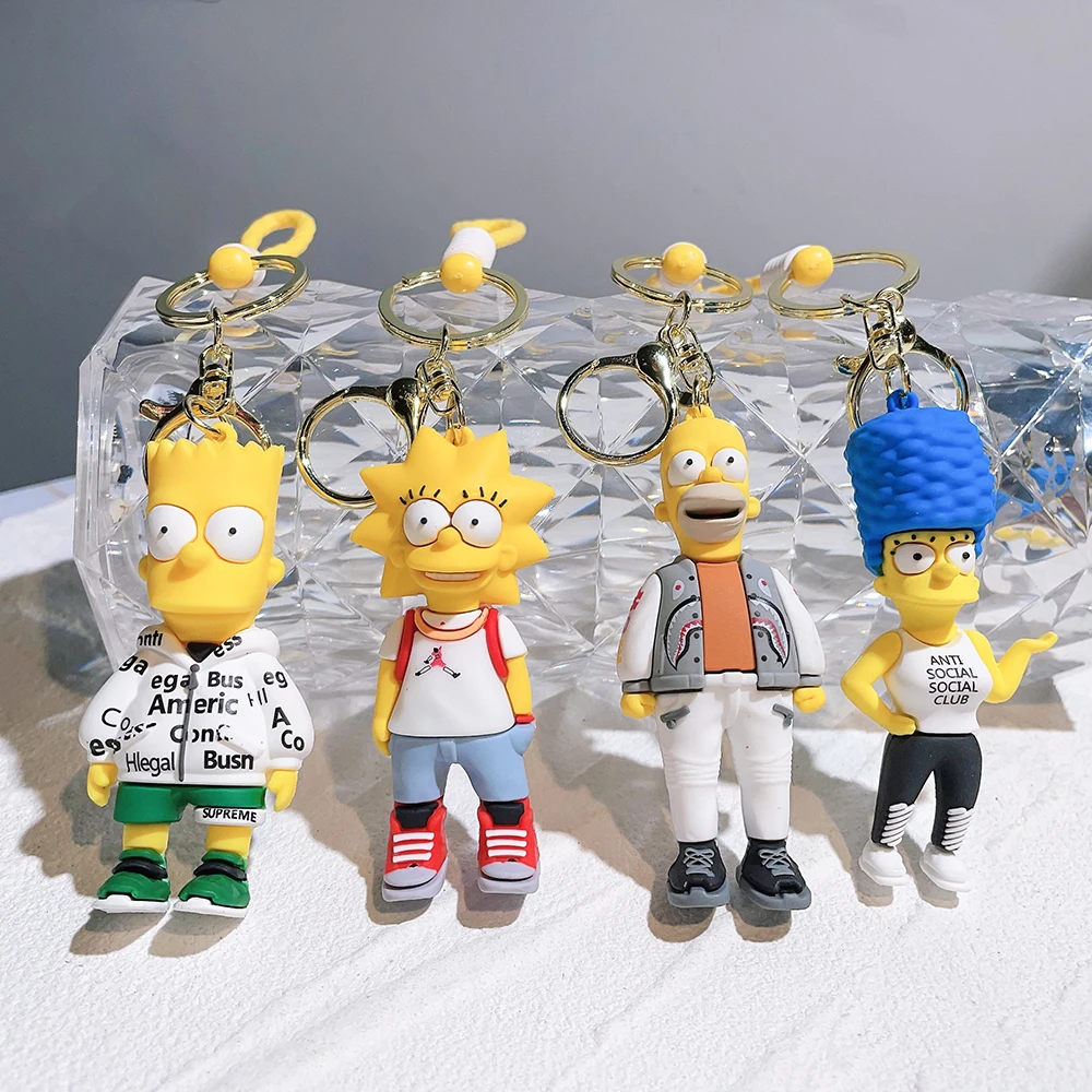 Disney The Simpsons Portachiavi Cute Simpsons Action Figure Portachiavi Con Ciondolo In Pvc Per Zaino Ornamento Per Accessori Per Regali Per Bambini