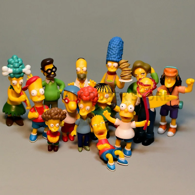 Disney Simpsons Cartoon Action Figures Toys 14 Pz/Set Funny Homer Marge Bart Mini Figurine In Pvc Bambole Modello Giocattoli Per Bambini Regali