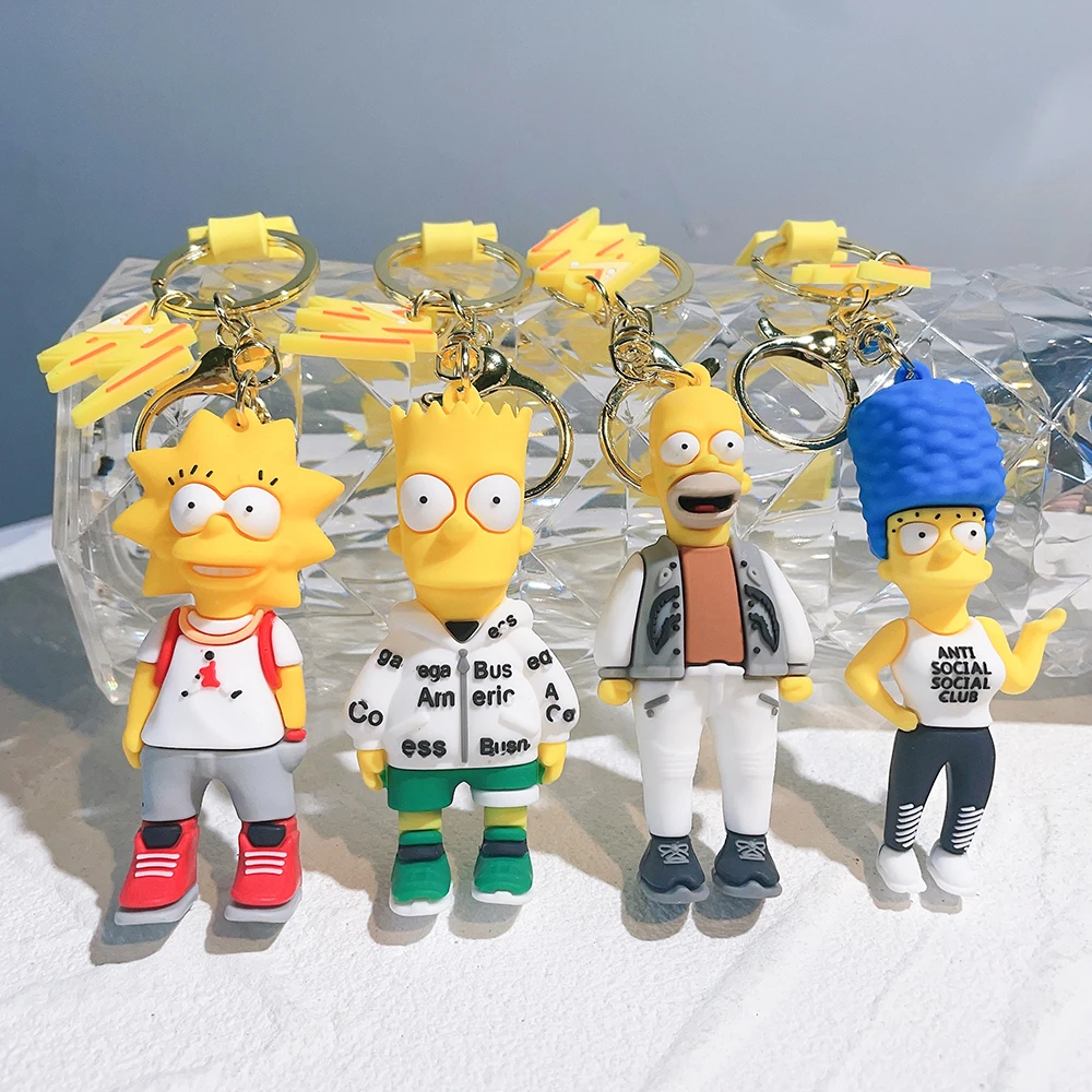 Disnes The Simpsons Portachiavi Cute Simpsons Action Figure Portachiavi Con Ciondolo In Pvc Per Zaino Ornamento Per Accessori Per Regali Per Bambini